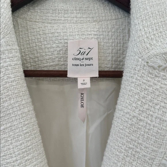 Cinq à Sept Cream Textured Blazer Size 2 - Picture 2 of 2